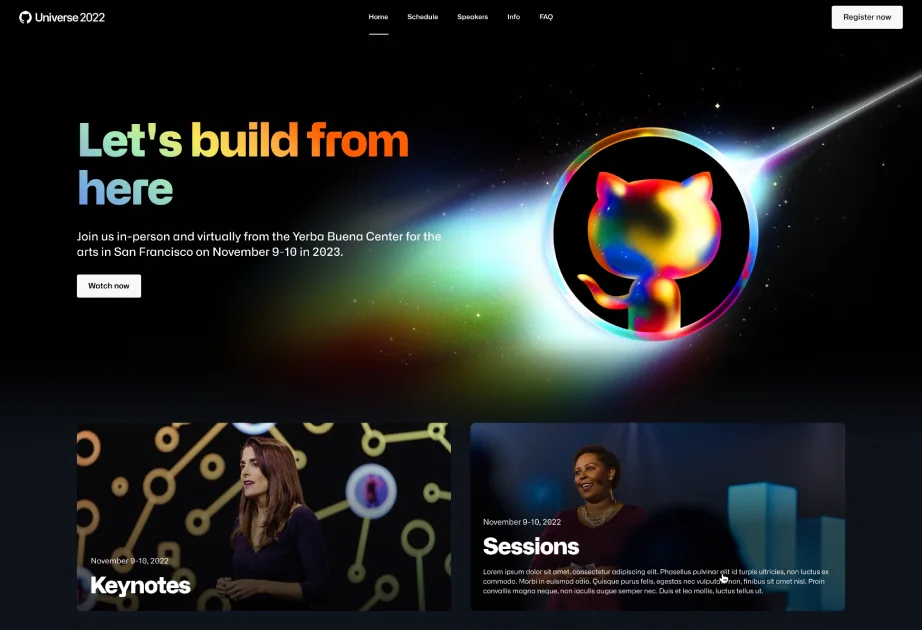 GitHub Universe event platform built by Dexper