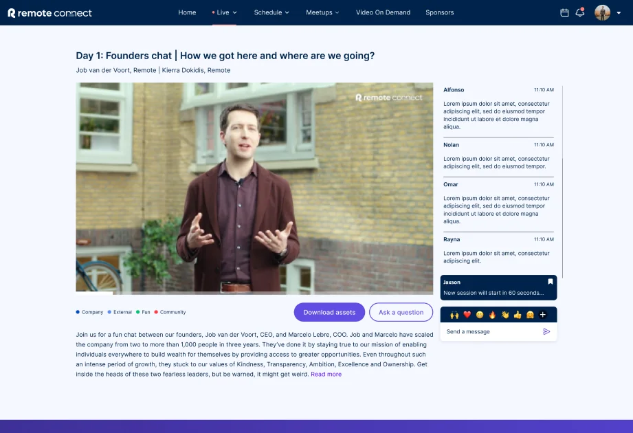Remote Connect event platform built by Dexper